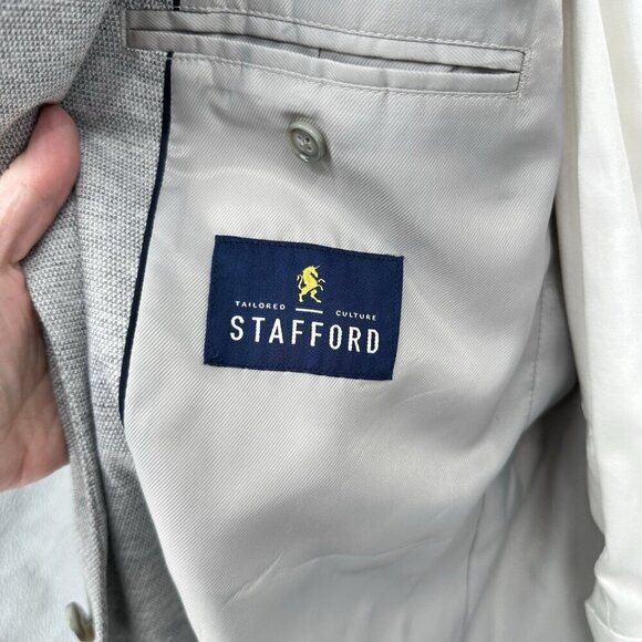 STAFFORD jacket blazer sport coat unlined unstructured classic fit gray 48L - Picture 7 of 10